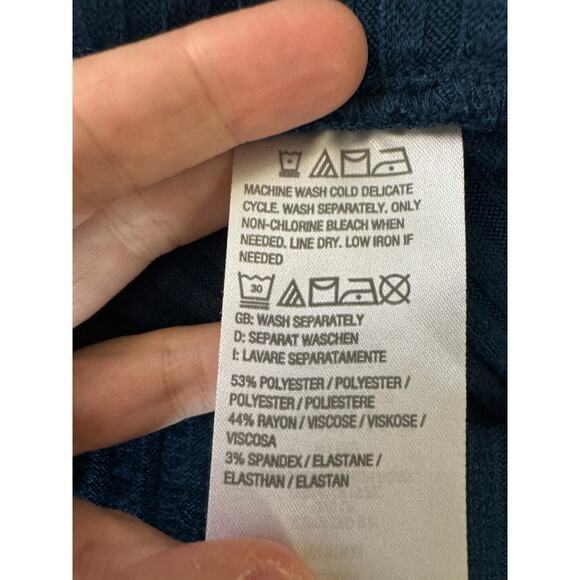 Susan Graver Rib Knit Paneled Pull-On Midi Skirt Rustic Navy Small Petite - Picture 7 of 9